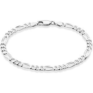 Miabella Solid 925 Sterling Silver Italian 5mm Diamond-Cut Figaro Chain